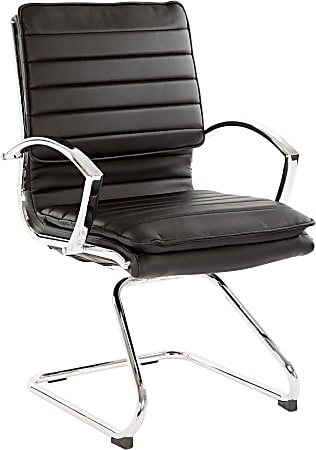 Office Star™ SPX23595C Faux Leather Mid-Back Guest Chair, Black
