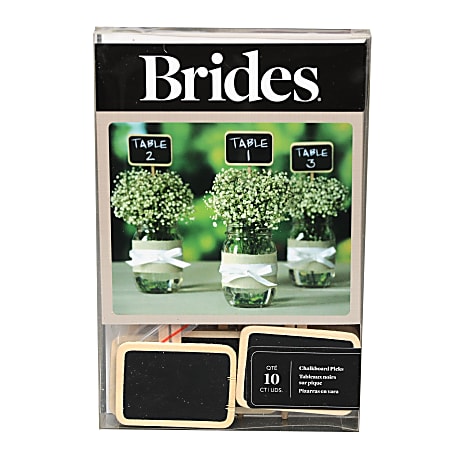 BRIDES® Chalkboard Table Number Picks, Black/Tan, Pack Of 10