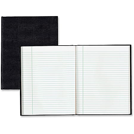Blueline EcoLogix Executive Notebooks - 150 Sheets - Perfect Bound - Ruled Red Margin - 7 1/4" x 9 1/4" - White Paper - Black Cover - Hard Cover, Unpunched - Recycled - 1Each
