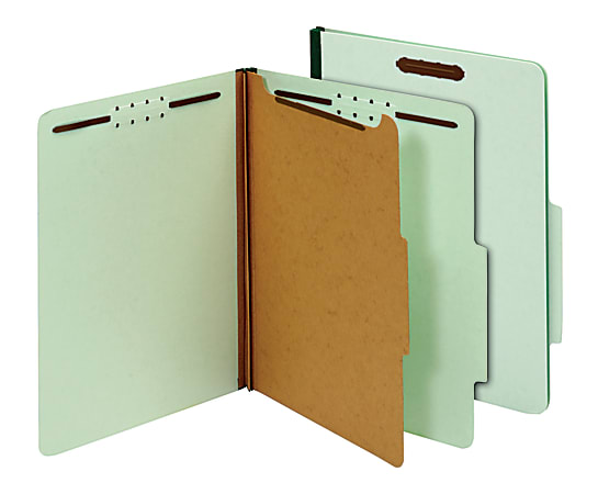 Office Depot® Brand Classification Folders, 1 Divider, Letter Size (8-1/2" x 11"), 1-3/4" Expansion, Light Green, Box Of 10