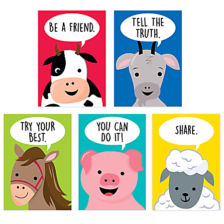 Creative Teaching Press® Farm Friends Inspire U Posters, 19" x 13", Set Of 5 Posters