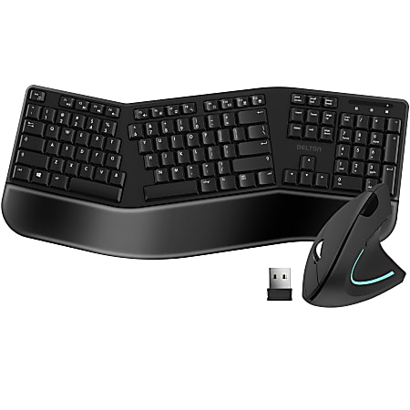 Delton KB200 And S12 Ergonomic Computer Keyboard And Optical Mouse Combo, Black