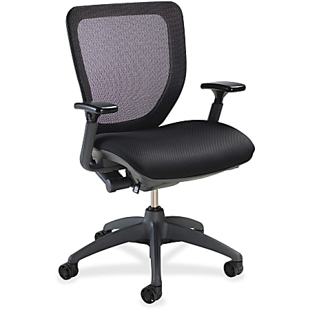 Lorell® Synchro Knee Tilt, Mesh Back Fabric Seat Chair, Black