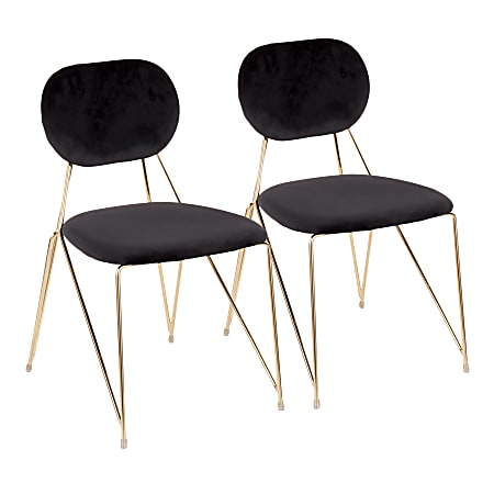 LumiSource Gwen Chairs, Black Seat/Gold Frame, Set Of 2 Chairs