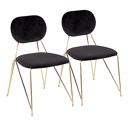 LumiSource Gwen Chairs, Black Seat/Gold Frame, Set Of