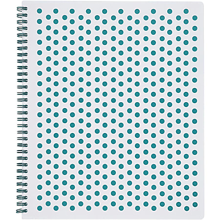TOPS® Polka Dot Design Double Wire Spiral Notebook, 11" x 9", Teal Polka Dot