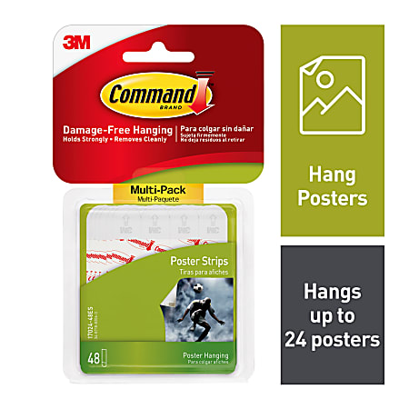 Command Large Refill Adhesive Strips for Wall Hooks, White, Damage