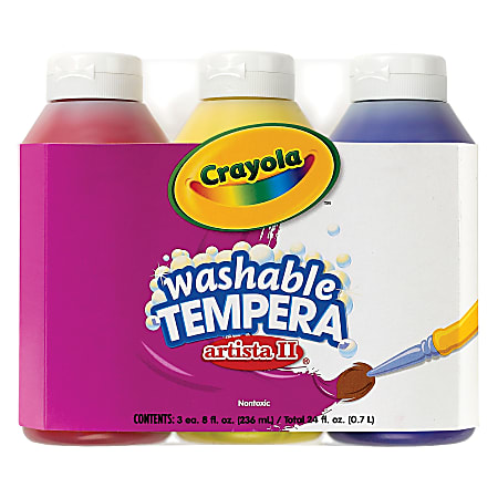 Crayola® Artista II® Tempera Paint Set, Primary Colors, 8 Oz, Pack Of 3