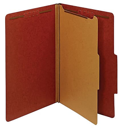 Office Depot® Brand Classification Folders, 1 Divider, Legal Size (8-1/2" x 14"), 1-3/4" Expansion, Red, Box Of 10