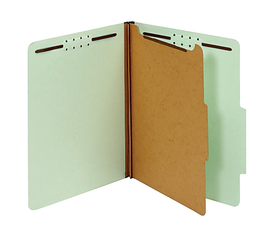 Office Depot® Brand Classification Folders, 1 Divider, Legal Size (8-1/2" x 14"), 1-3/4" Expansion, Green, Box Of 10