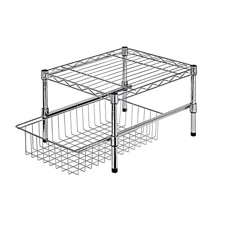Honey Can Do Steel Stacking Cabinet Organizer, 11"H x 17-3/4"W x 14-3/4"D, Chrome