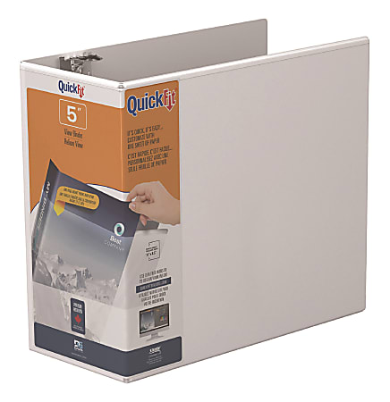 QuickFit View 3 Ring Binder 5 Locking Angle D Rings White - Office Depot