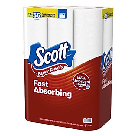 Scott Paper Towels, Choose-A-Sheet, 12 Triple Rolls = 36 Regular Rolls (150 Sheets Per Roll)