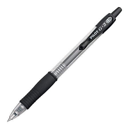 Pilot® G-2™ Retractable Gel Pens, Ultra Fine Point, 0.38 mm, Clear Barrels, Black Ink, Pack Of 4