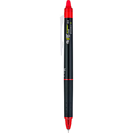 Pilot FriXion Synergy Clicker Retractable Erasable Gel Ink Pen, Extra Fine Point, 0.5mm, Black Barrel, Red Ink, Single Pen