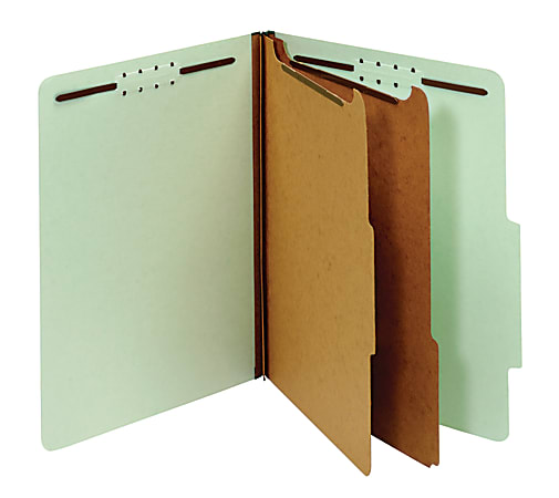 Office Depot® Brand Pressboard Classification Folders With Fasteners, Letter Size (8-1/2" x 11"), 2-1/2" Expansion, 100% Recycled, Green, Box Of 10