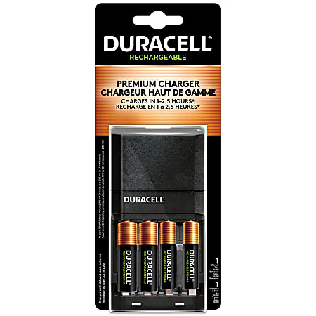 Duracell Rechargeable Ion Speed 4000 Battery Charger, Includes 2 AA and 2 AAA Rechargeable Batteries