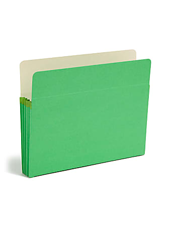 Smead® Color File Pockets, Letter Size, 3 1/2" Expansion, 9 1/2" x 11 3/4", Green