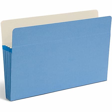 Smead® File Pocket Expanding Color Pockets, 3 1/2" Expansion, Legal Size, Blue