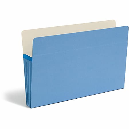 Smead® File Pocket Expanding Color Pockets, 3 1/2" Expansion, Legal Size, Blue