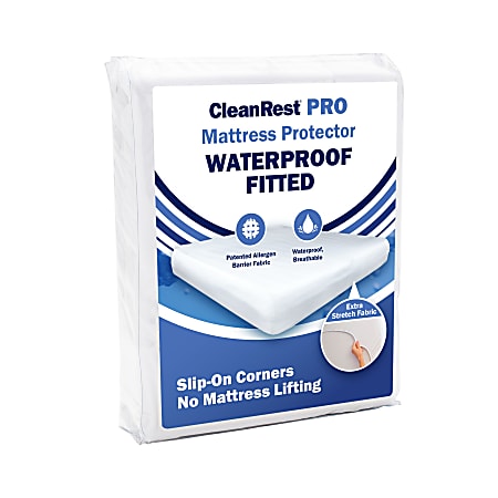 CleanRest Fitted Mattress Protectors, California King, 84”L x 72”W x 21”D, White, Case Of 4 Protectors