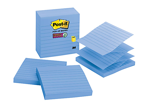 Post it Super Sticky Notes 270 Total Notes Pack Of 3 Pads 4 x 6 Playful  Primaries Collection Lined 90 Notes Per Pad - Office Depot