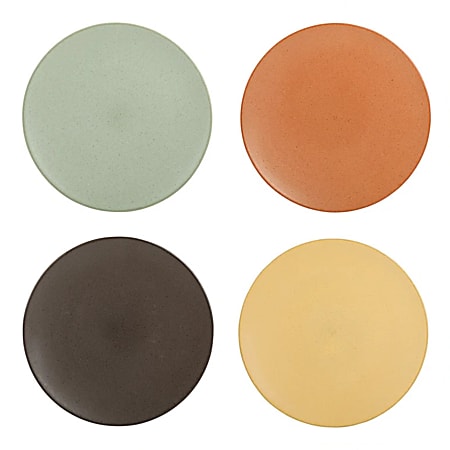 Gibson Elite Capetown 4-Piece Stoneware Dessert Plate Set, 8”, Assorted Colors