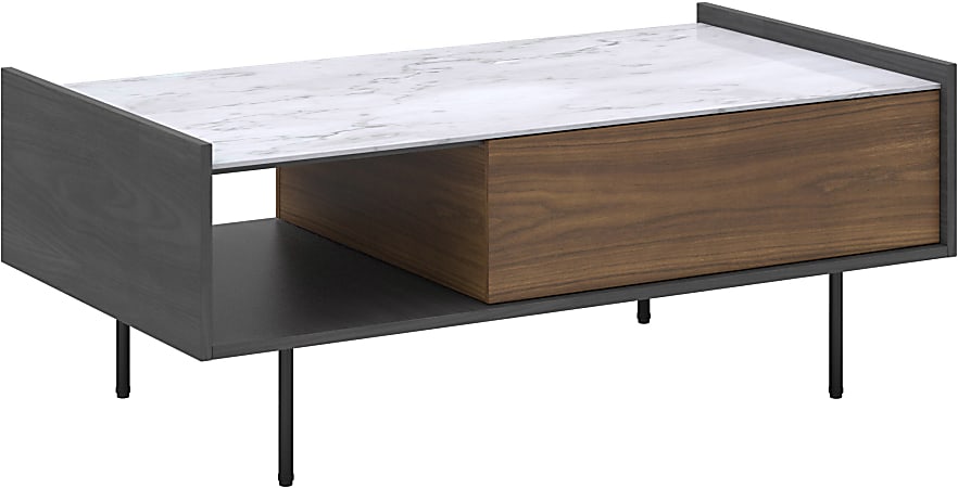 National® Xanthe Wood Coffee Table With Storage, 17-3/16”H x 43-5/16”W x 23-5/8”D, Walnut