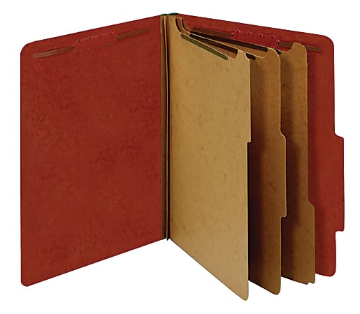 Office Depot® Brand Pressboard Classification Folders With Fasteners, Letter Size, 100% Recycled, Red, Pack Of 10 Folders