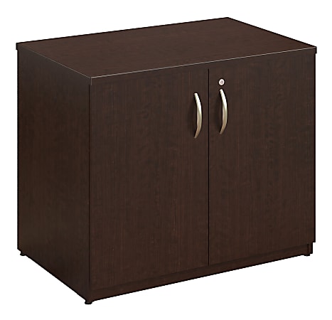Bush Business Furniture Easy Office Storage Cabinet with Doors and Shelves, 36"W, Mocha Cherry, Standard Delivery
