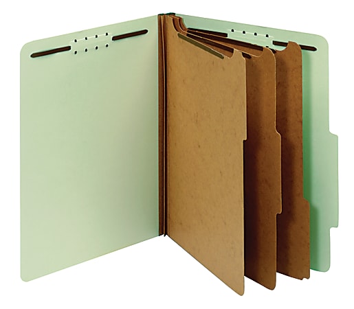 Office Depot® Brand Pressboard Classification Folders With Fasteners, Letter Size, 100% Recycled, Light Green, Box Of 10