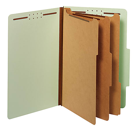 Office Depot® Brand Classification Folders, 3 Dividers, Legal Size (8-1/2" x 14"), 3-1/2" Expansion, Green, Box Of 10