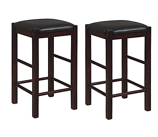 Linon Kent Backless Faux Leather Counter Stools, Espresso, Set Of 2 Stools
