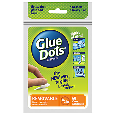 Removable Glue Dots, Clear, Pack Of 60