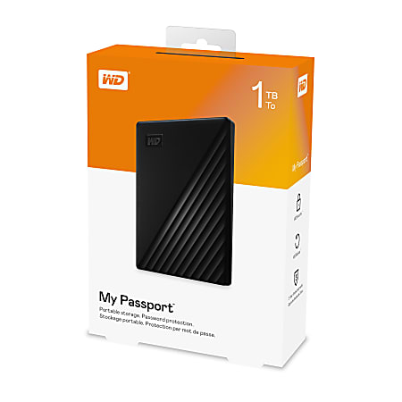 Western Digital My Passport Portable HDD 1TB Black - Office Depot