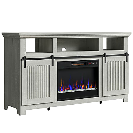 Bestier Farmhouse Electric Fireplace TV Stand For 65" TVs, 33-1/8”H x 60”W x 13-13/16”D, White
