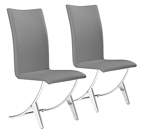 Zuo Modern Delfin Dining Chairs, Gray/Chrome, Set Of