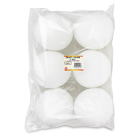 Hygloss® Craft Foam Balls, 6 Inch, White, Pack Of 6