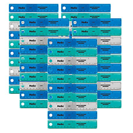 Helix Shatter Resistant Ruler 6" / 15cm, Pack Of 50