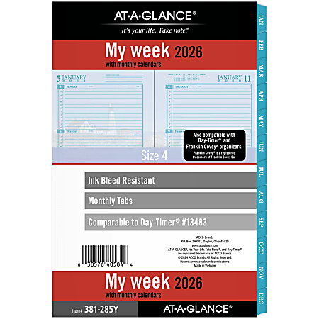 AT-A-GLANCE® 2026 Seascapes Weekly Monthly Planner Refill, Loose-Leaf, Desk Size, 5 1/2" x 8 1/2"