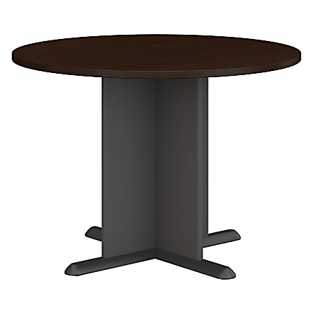 Bush Business Furniture 42"W Round Conference Table, Mocha Cherry/Graphite Gray, Premium Installation