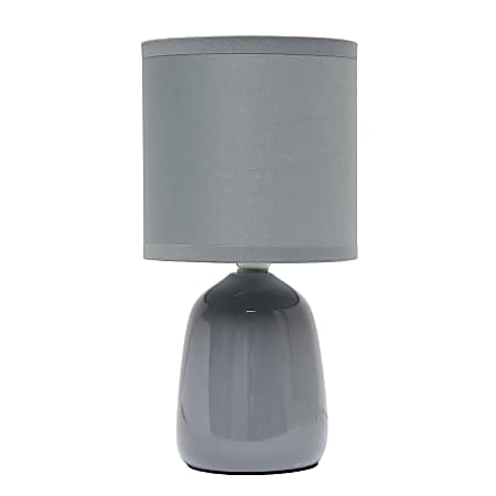 Simple Designs Thimble Base Table Lamp, 10-1/16"H, Gray/Gray