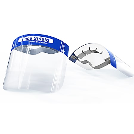 Disposable Face Shields 13 x 8 34 BlueClear Pack Of 12 Shields - Office ...