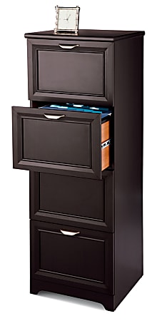 Realspace Magellan 4 Drawer Cabinet, Espresso Filing Cabinet With Lock