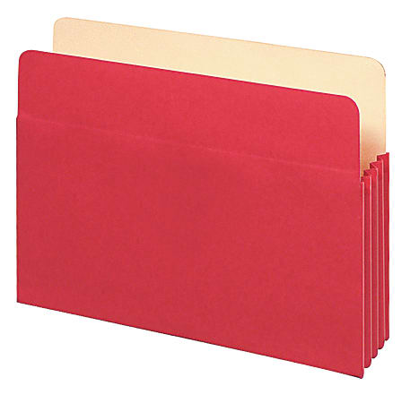 Office Depot® Brand Color File Pockets, 3 1/2" Expansion, 8 1/2" x 11", Letter Size, Red