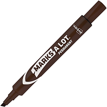 Avery Large Desk Style Permanent Markers Chisel Point 4.76 mm Brown Pack Of  12 - Office Depot