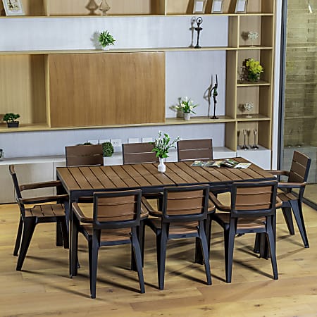 Inval Madeira 9 Piece Indoor And Outdoor 8 Seat Rectangular Table