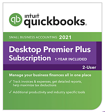 Intuit® QuickBooks® Desktop Premier Plus 2021, For 2 Users, Windows®, Download