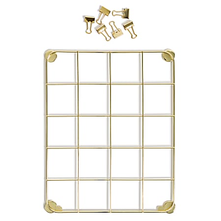 U Brands® Magnetic Photo Grid With Hooks, 9" x 6-1/4", Gold