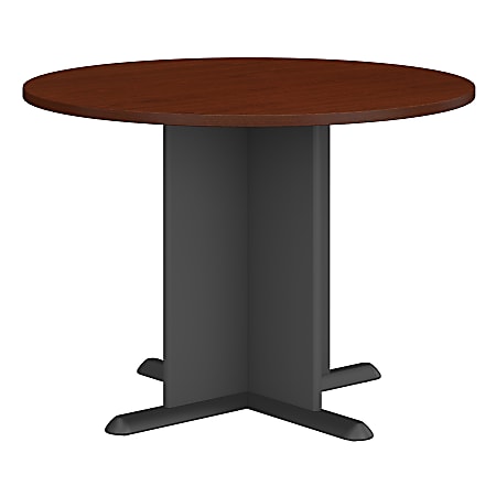 Bush Business Furniture 42"W Round Conference Table, Mahogany/Graphite Gray, Premium Installation